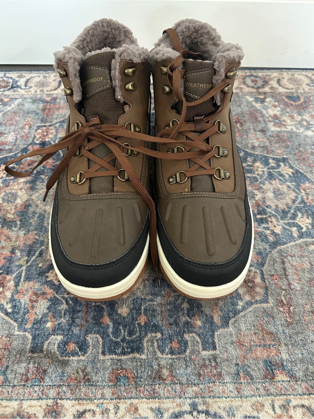 Weatherproof Men's Brown/Tan Lace-Up Insulated Snow Boots